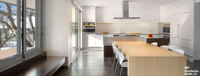 Kitchen photo featuring contemporary cabinets by BKI Woodworks in Boulder, Colorado